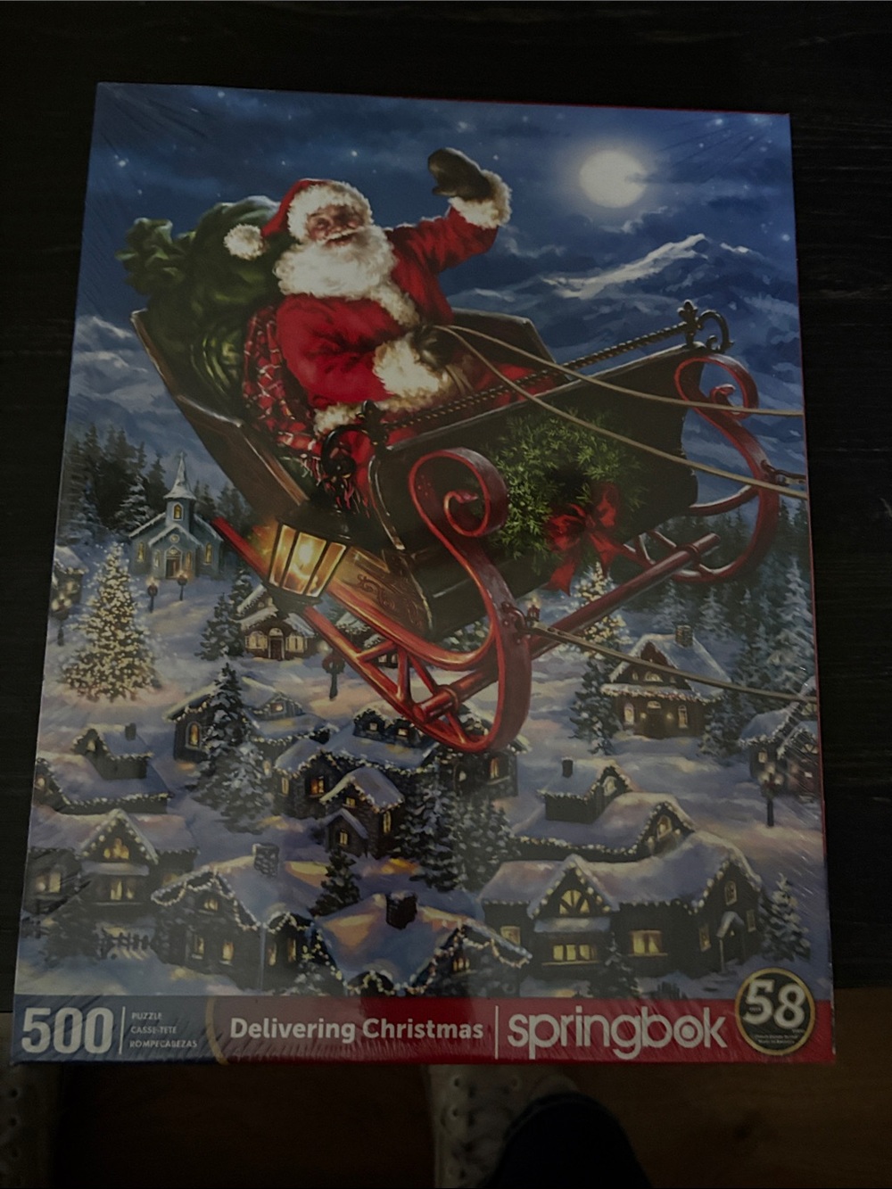 Delivering Christmas Jigsaw Puzzle — Santa in Red Sleigh (500 pc)